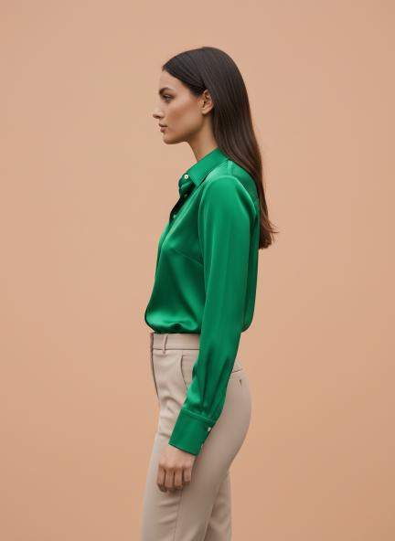 Shamrock Green Regular Fit Summer Satin Shirt