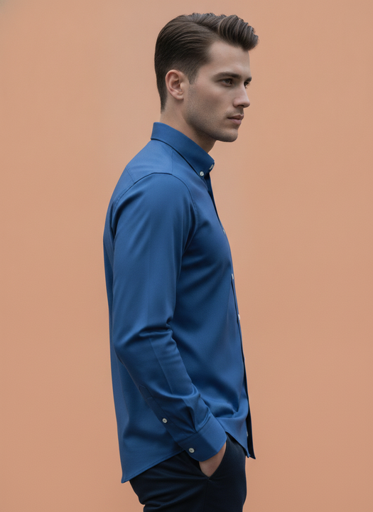 Navy  Shirt With Premium Cotton Lycra