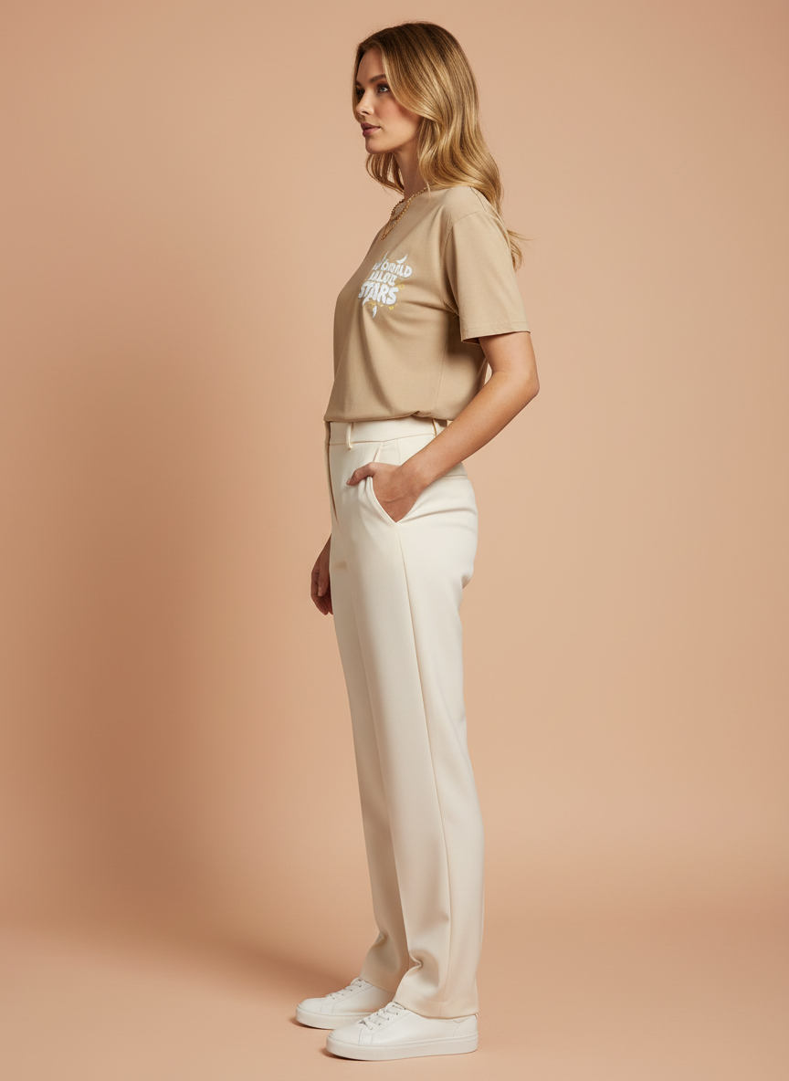 Beige "We Could All Be Stars" Graphic Oversized T-Shirt