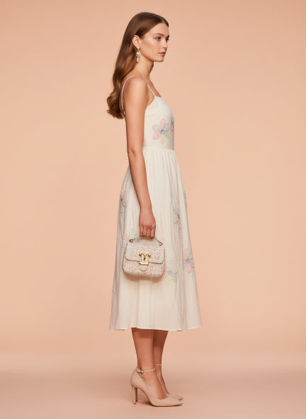 Elegant Floral Embroidered Midi Dress for Women