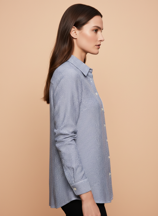 Skyline Blue Striped Lace Pocket Designer Shirt