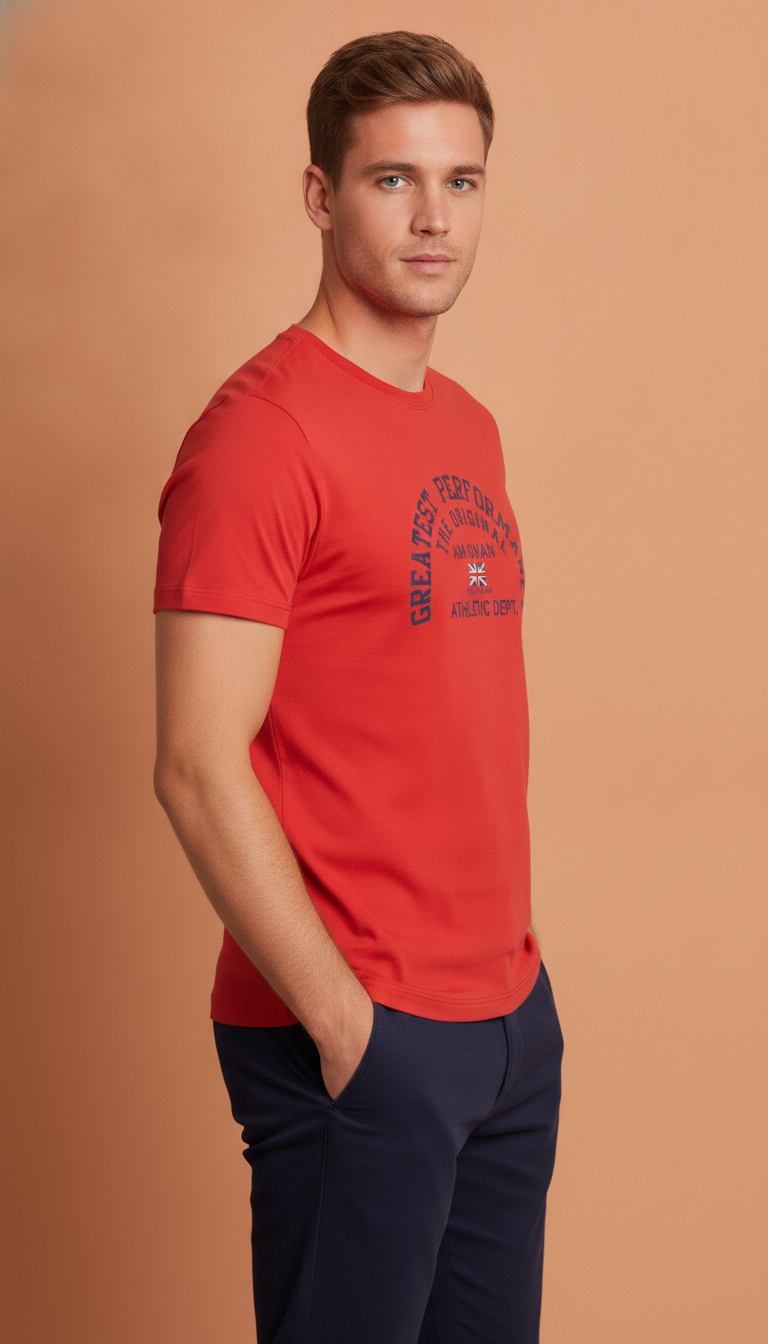 Mens Premium Cotton Printed Half Sleeve Crew Neck T-Shirts