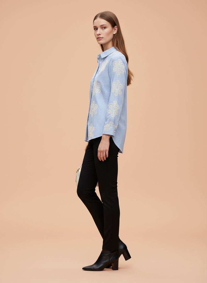 Embroidered Stripe Women’s Shirt