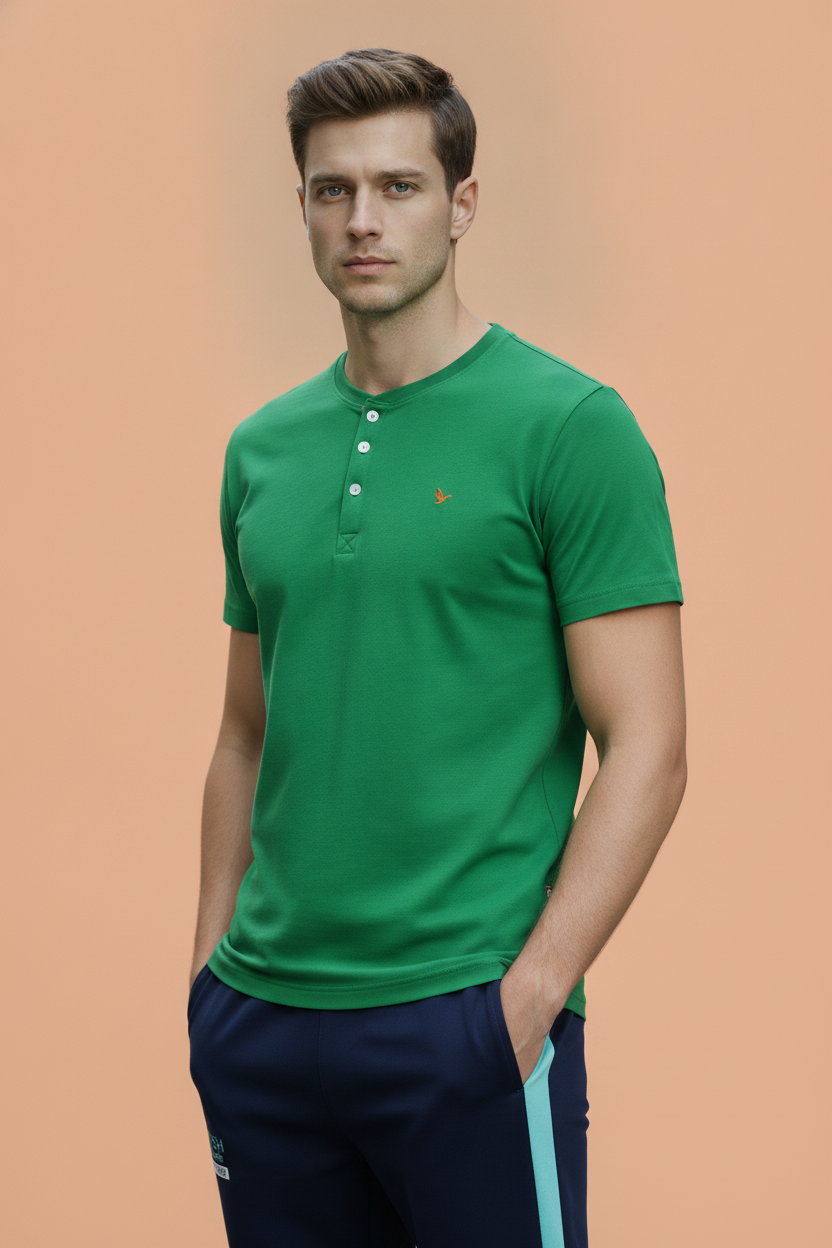 Mens Premium Cotton Half Sleeve Henley T-Shirts
