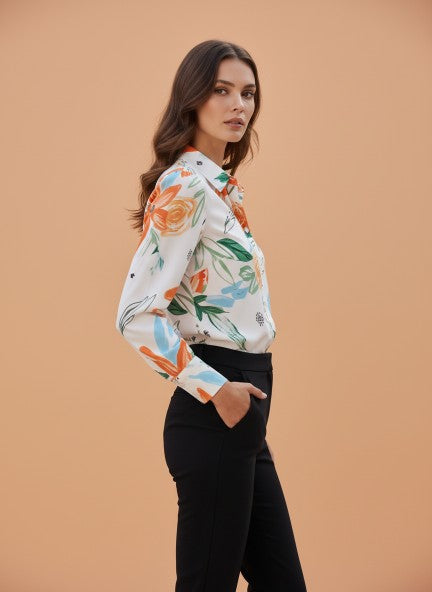 Premium Micro Multicolour Long Length Curved Hem Digital Print Shirt
