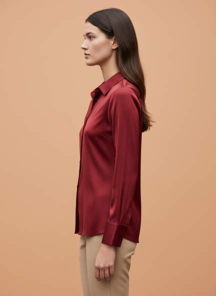 European Satin Spread Collar Shirt