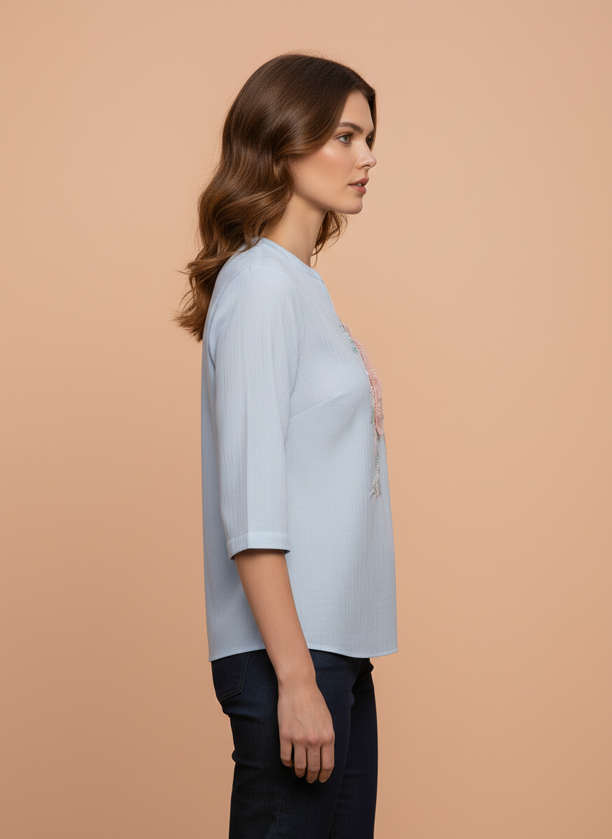 Floral Embroidered Women’s Casual Top