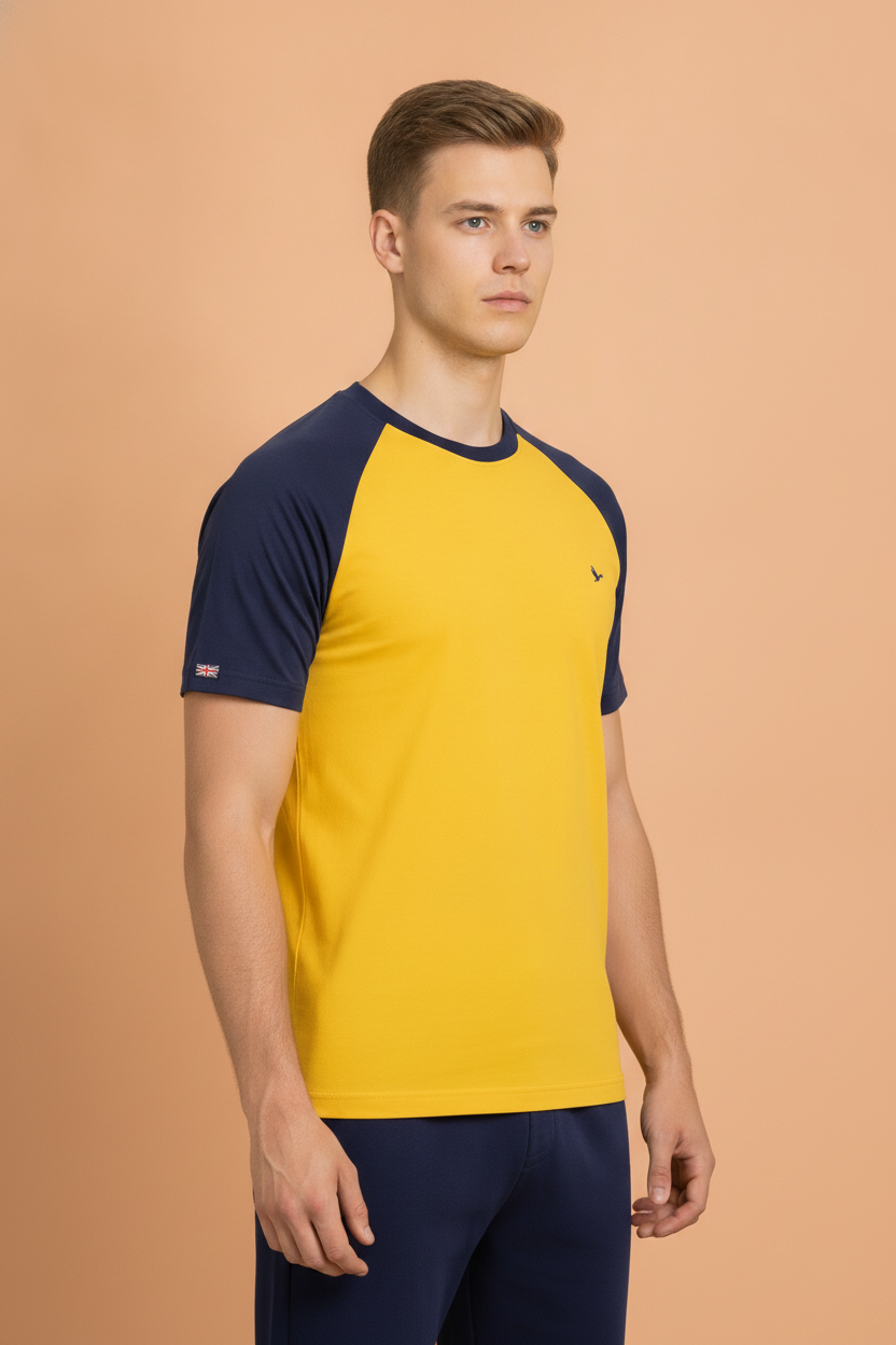 Mens Premium Cotton Raglan Half Sleeve Crew Neck T-Shirts
