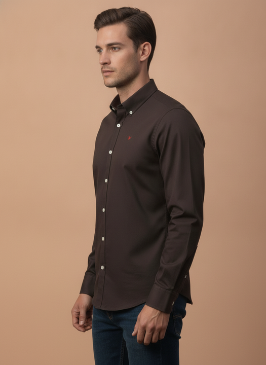 Brown Shirt With Premium Cotton Lycra