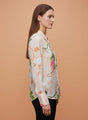 Satin Multicolour Long Length Curved Hem Digital Print Shirt