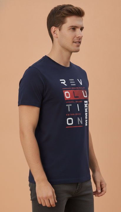Mens Premium Cotton Lycra Graphic Half Sleeve Crew Neck T-Shirts