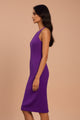 Women’s Luxury European Satin Purple Midi Dress