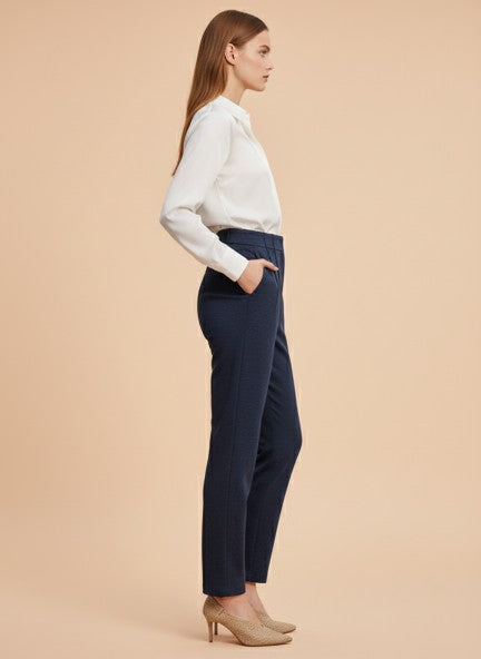 Premium Indigo Knit Multi Pleated Trouser