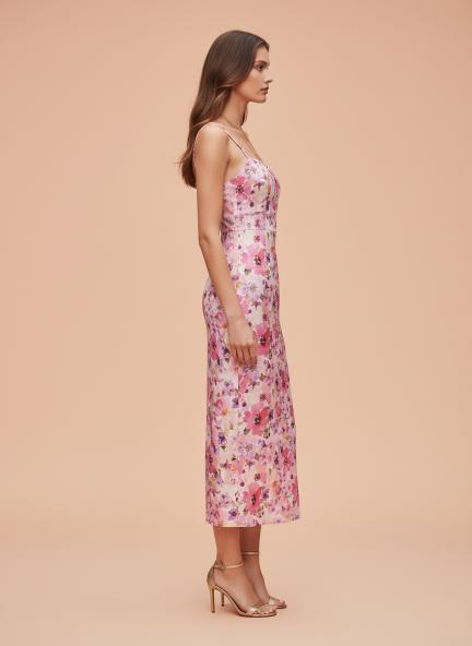 Premium American Crepe Digital Print  Maxi Dress With Slash Pocket