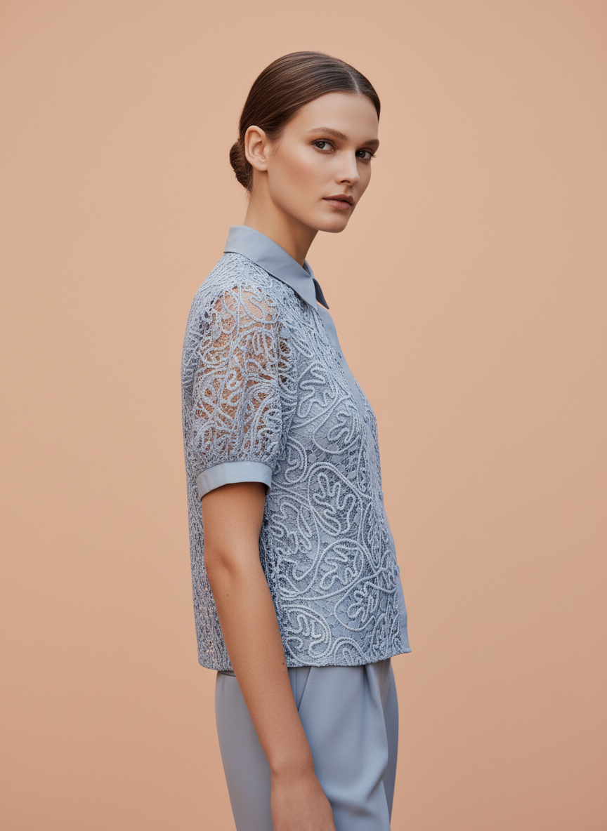 Luxury Lace Premium Textured Shirt For Womens