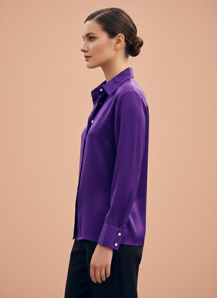Modal Satin Shirt for Women  Purple