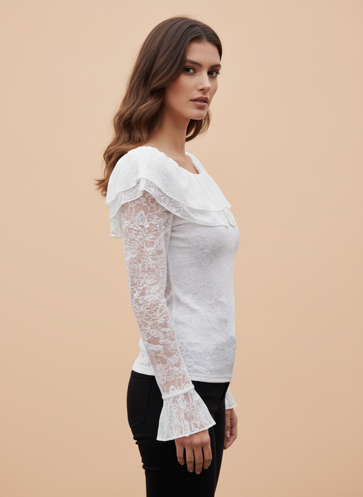 White Off-Shoulder Lace Top for Women