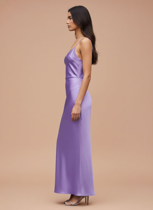 Women’s Luxury European Satin Lavender Midi Dress