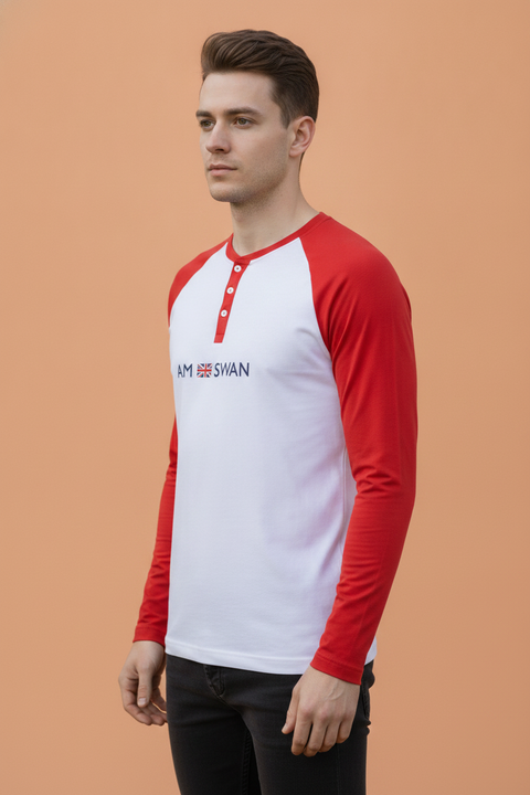 Mens Premium Cotton Printed Full Sleeve Henley T-Shirts