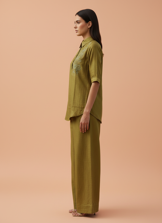 Elegant Embroidered Mustard Co-Ord Set for Women