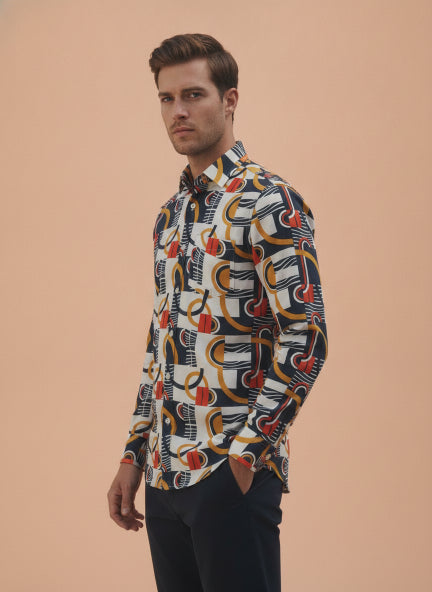 Smart Fit Abstract Printed Men'S Premium Rayon Shirt