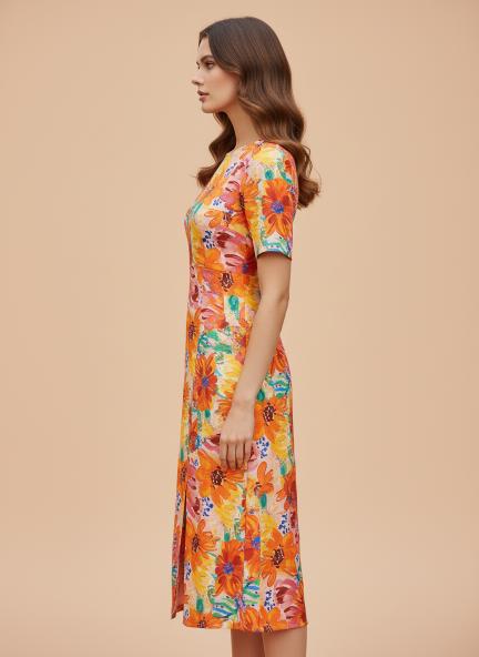 Premium American Crepe Digital Print  Maxi Dress With Slash Pocket