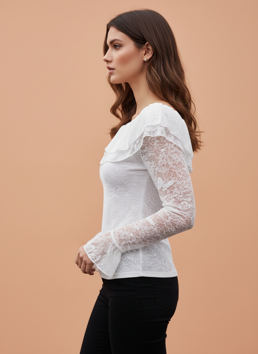 White Off-Shoulder Lace Top for Women