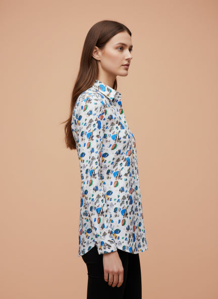 Women'S Premium White Printed Rayon Shirt
