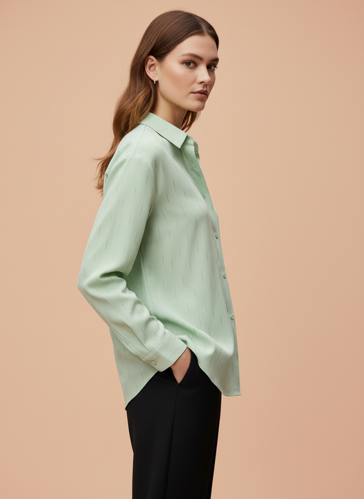 Light Green Striped Shirt for Women