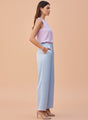 European Satin Flared Pleated Trouser