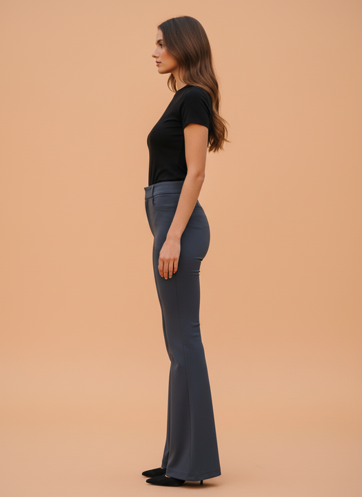 Dark Grey Flared Trousers for Women