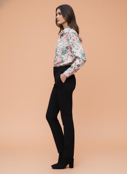 Cambric Multicolour Long Length Curved Hem Digital Print Shirt