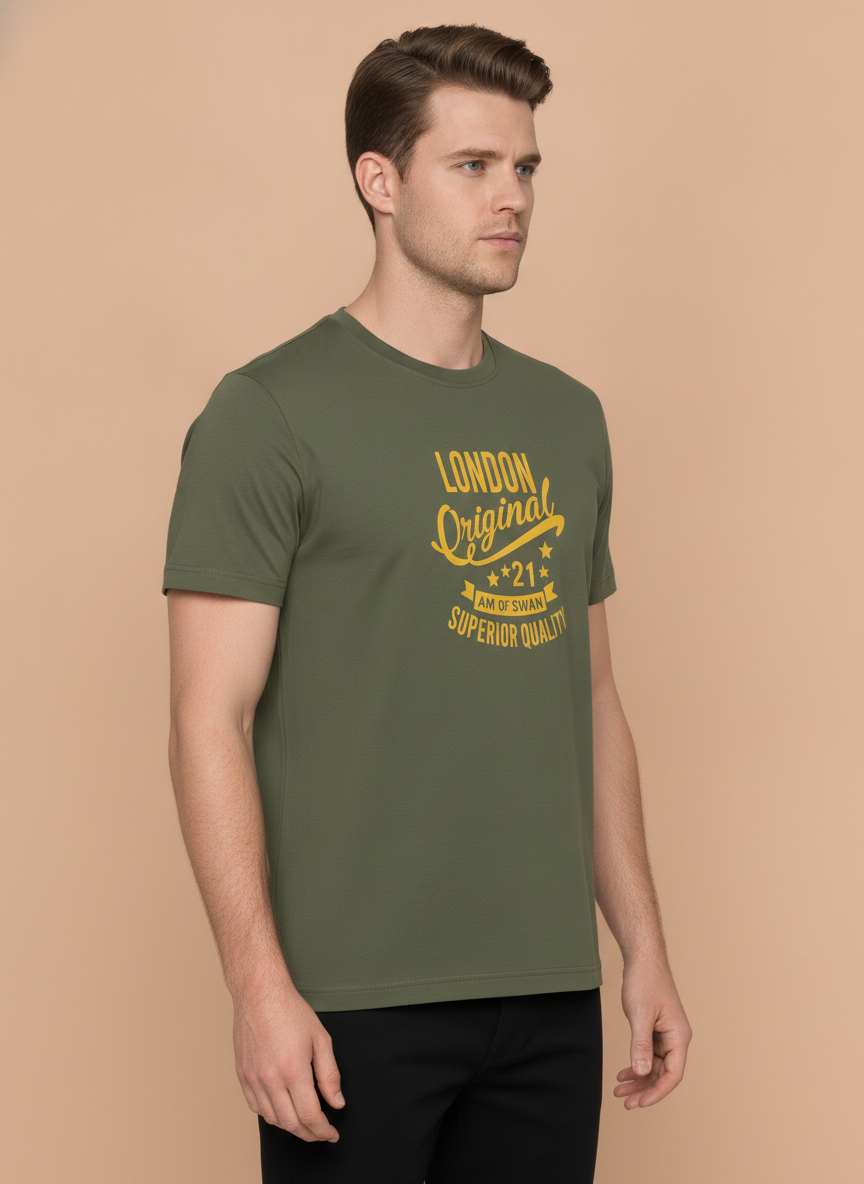 Mens Premium Cotton Lycra Graphic Half Sleeve Crew Neck T-Shirts