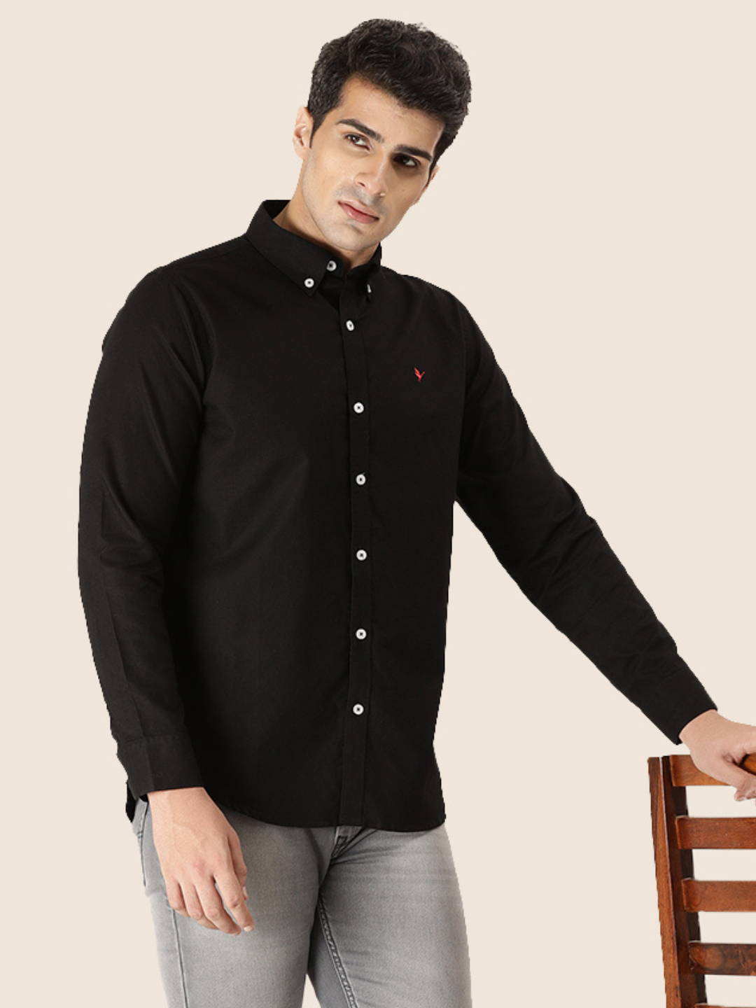 MEN'S PREMIUM COTTON OXFORD SOLID SHIRT | BLACK COLOR