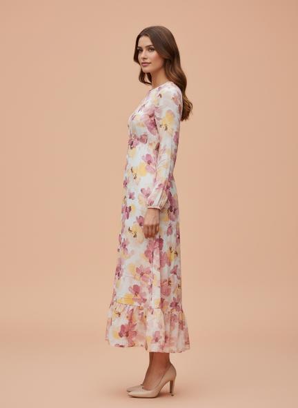 Rayon Printed Full Sleeve Maxi Dress