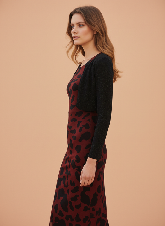 Elegant Women’s Bodycon Midi Dress with Leopard Print  Stylish Party & Casual Wear