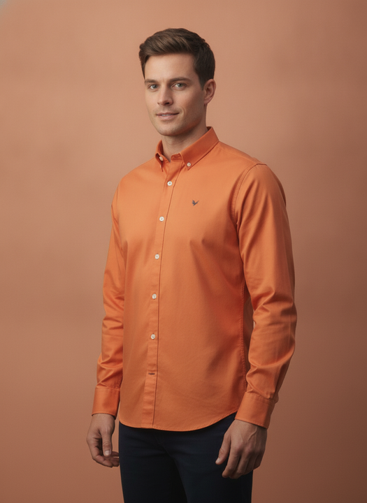 Orange Shirt With Premium Cotton Lycra