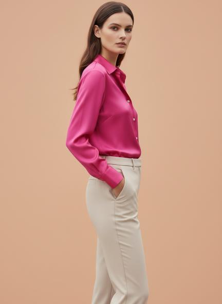 Ruby Pink Regular Fit Summer Satin Shirt