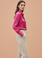 Ruby Pink Regular Fit Summer Satin Shirt
