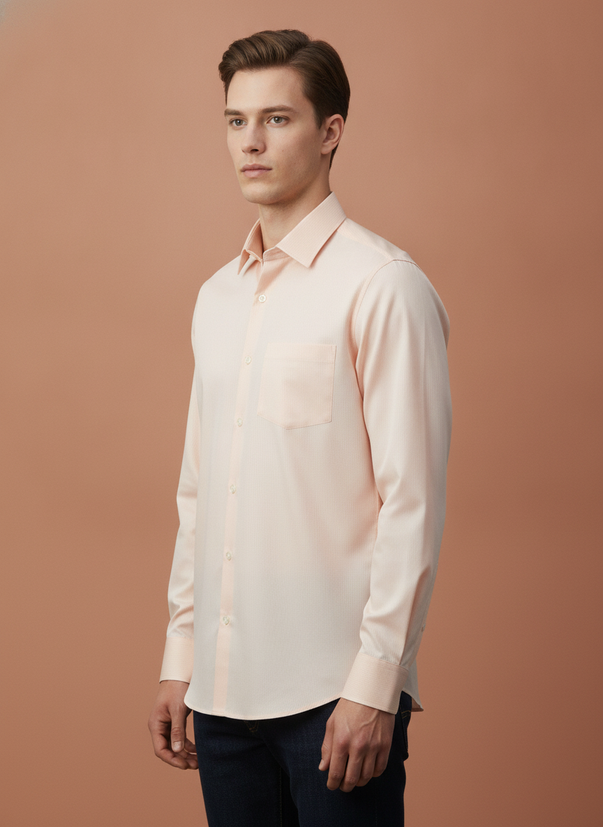 Premium Cotton Satin Peach Shirt