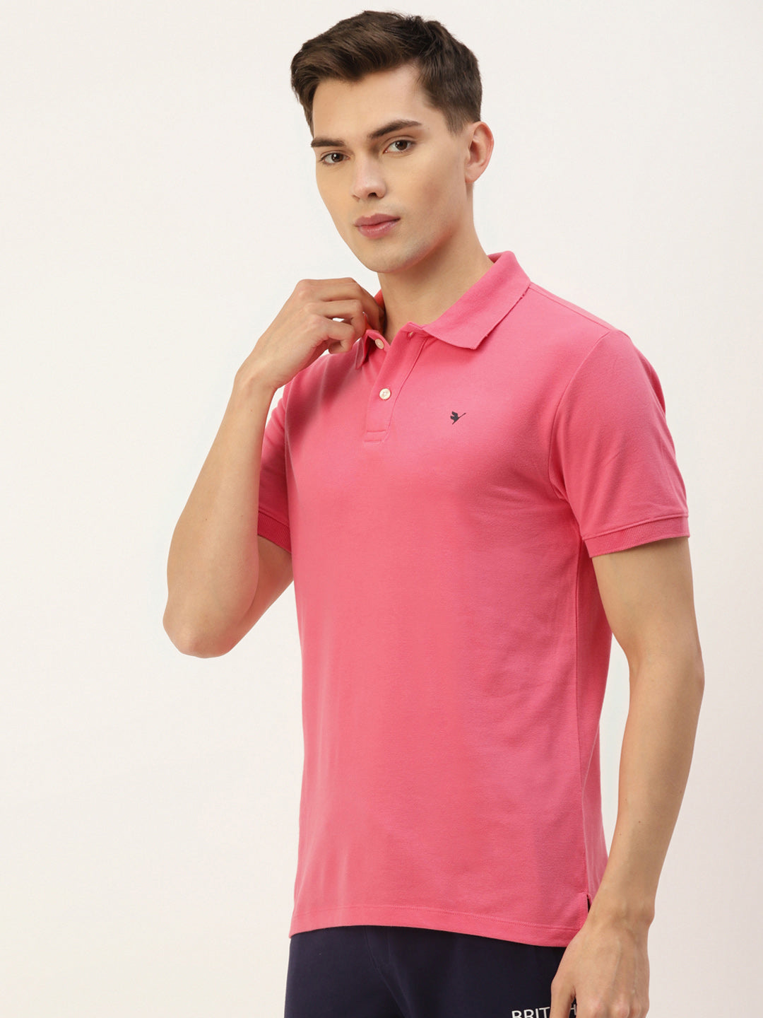 Premium Pink Cotton Striped Half Sleeve Polo
