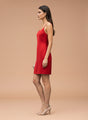 Women’s Luxury European Satin Crimson Red Dress