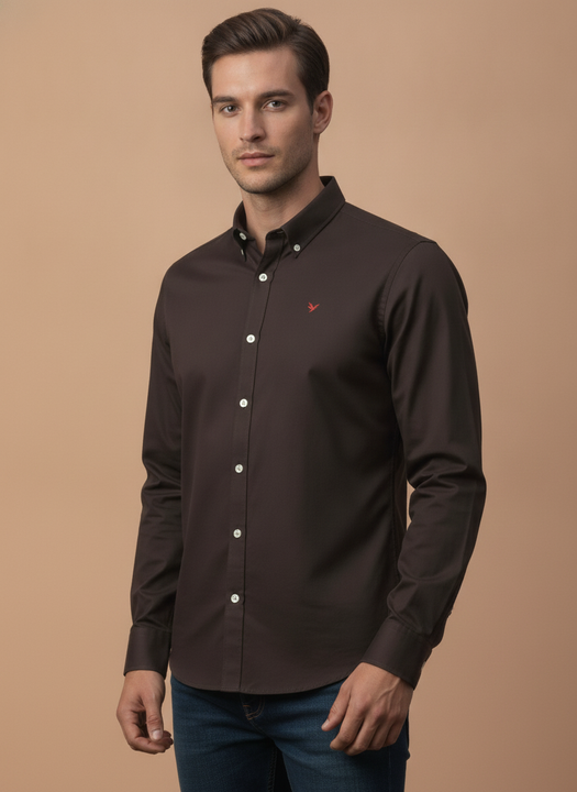 Brown Shirt With Premium Cotton Lycra