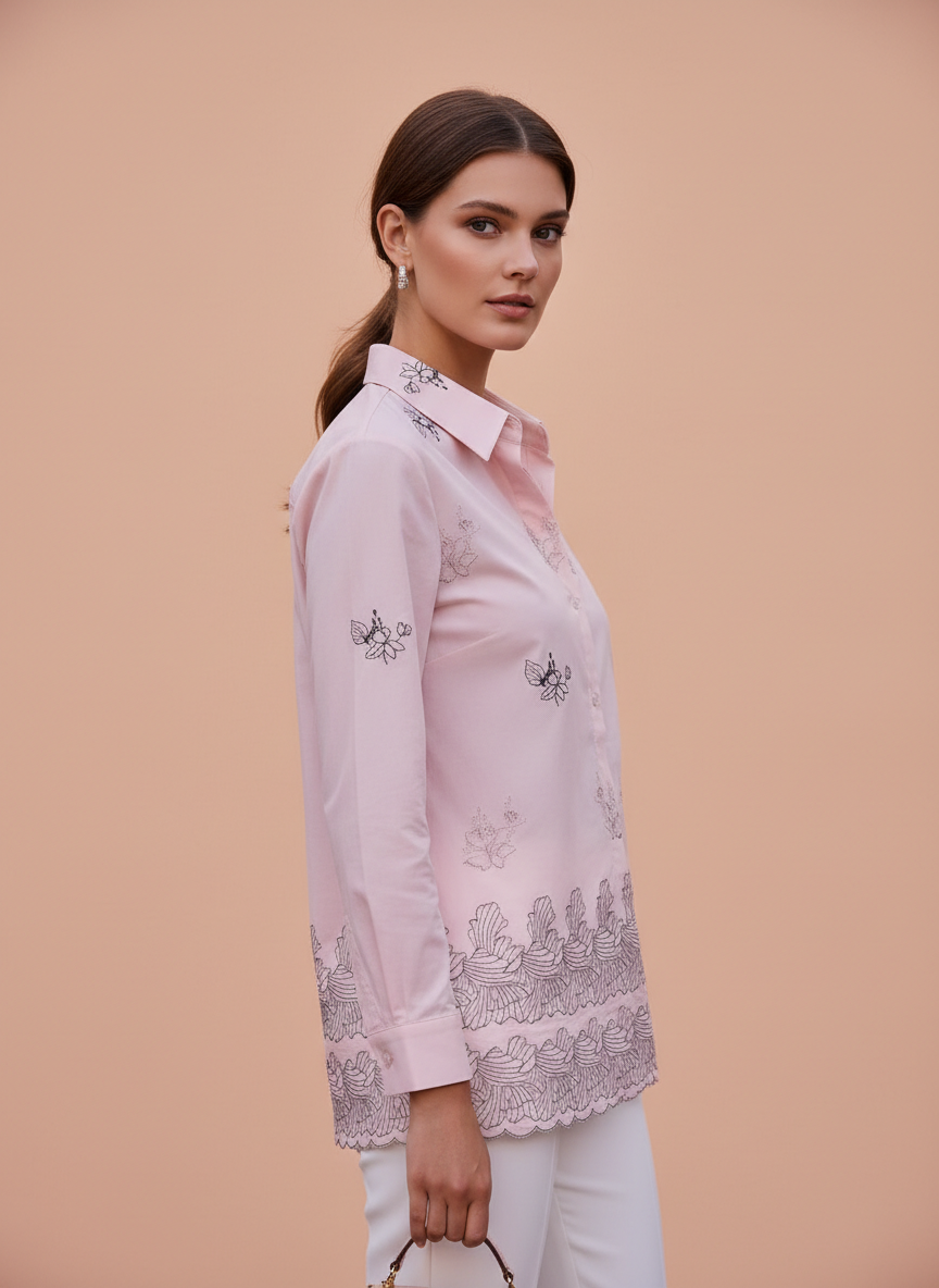Luxury Embroidered Women’s Long Shirt