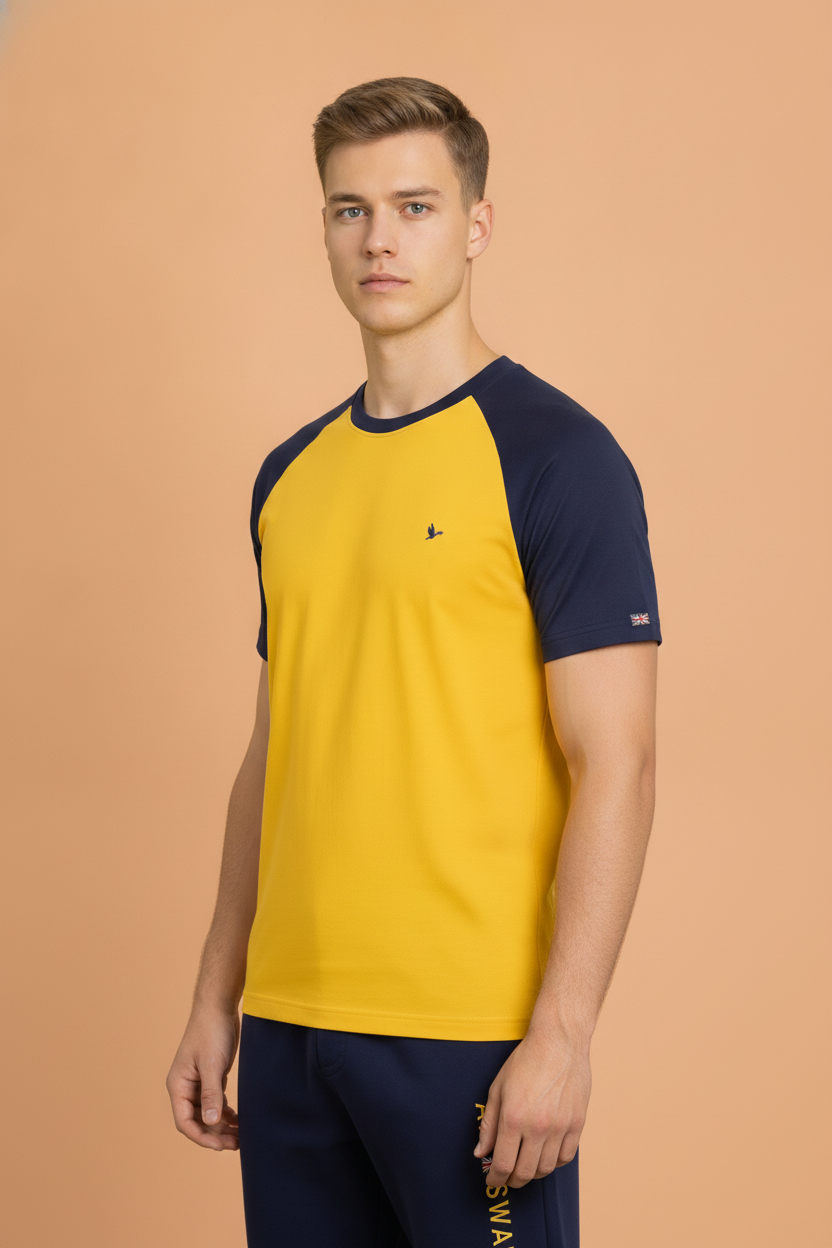 Mens Premium Cotton Raglan Half Sleeve Crew Neck T-Shirts