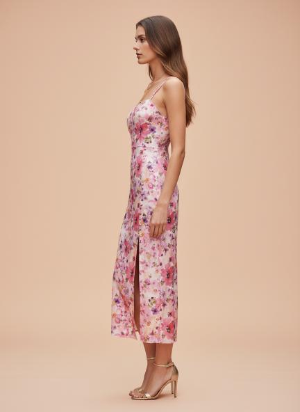 Premium American Crepe Digital Print  Maxi Dress With Slash Pocket