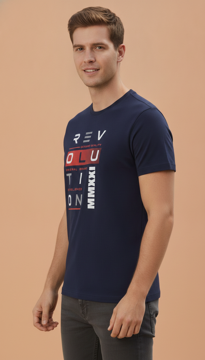 Mens Premium Cotton Lycra Graphic Half Sleeve Crew Neck T-Shirts