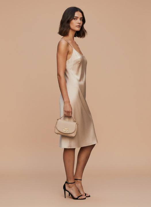 Women’s Luxury European Satin Rose Sand Dress