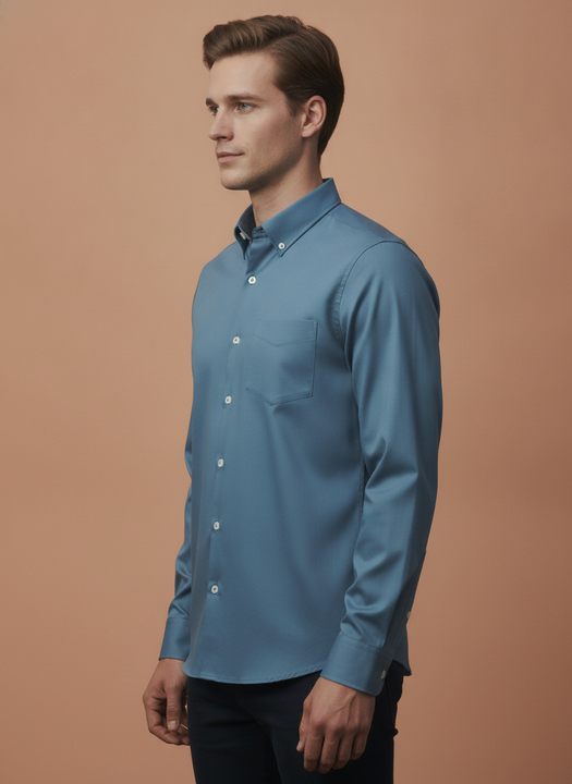 Premium Cotton Satin Marble Blue Shirt