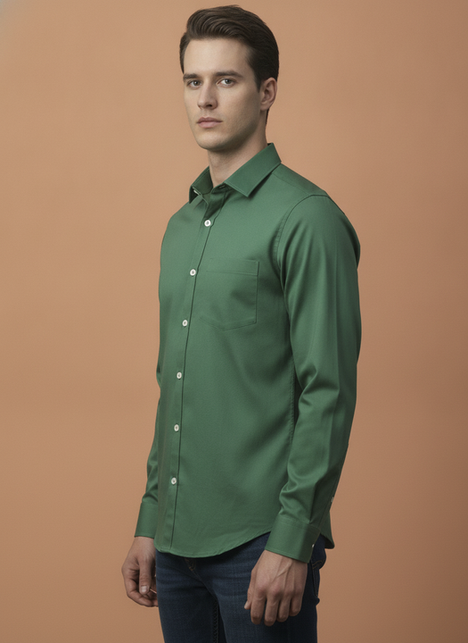 Premium Cotton Lycra Satin Sea Green Shirt